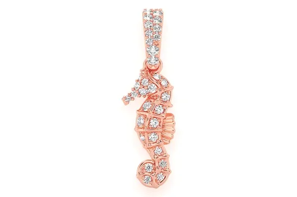 0.15CTW Round Diamond Seahorse Pendant