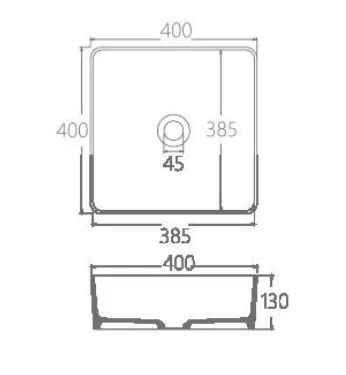 15'' Square Bathroom Vessel Sink Above Counter White Stone Resin Vanity Sink Art Basin JK0234