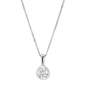 18ct White Gold Round Brilliant Cut Diamond Eclipse Necklace