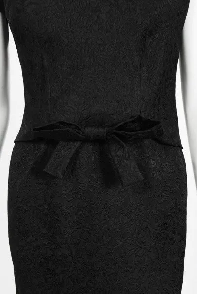 1961 Eisa Balenciaga Haute Couture Black Silk Sculpted Bow Cut-Out Dress