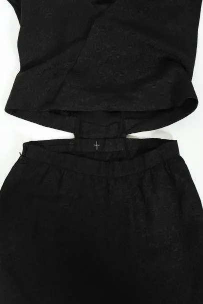 1961 Eisa Balenciaga Haute Couture Black Silk Sculpted Bow Cut-Out Dress