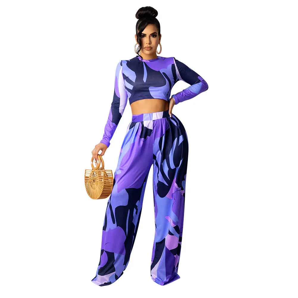 2pcs Wholesale Sets For Women Crop Top   Wide Leg Pants