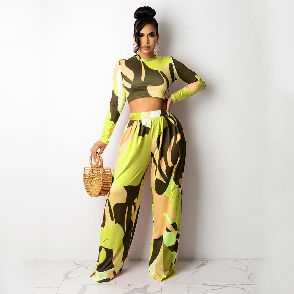 2pcs Wholesale Sets For Women Crop Top   Wide Leg Pants