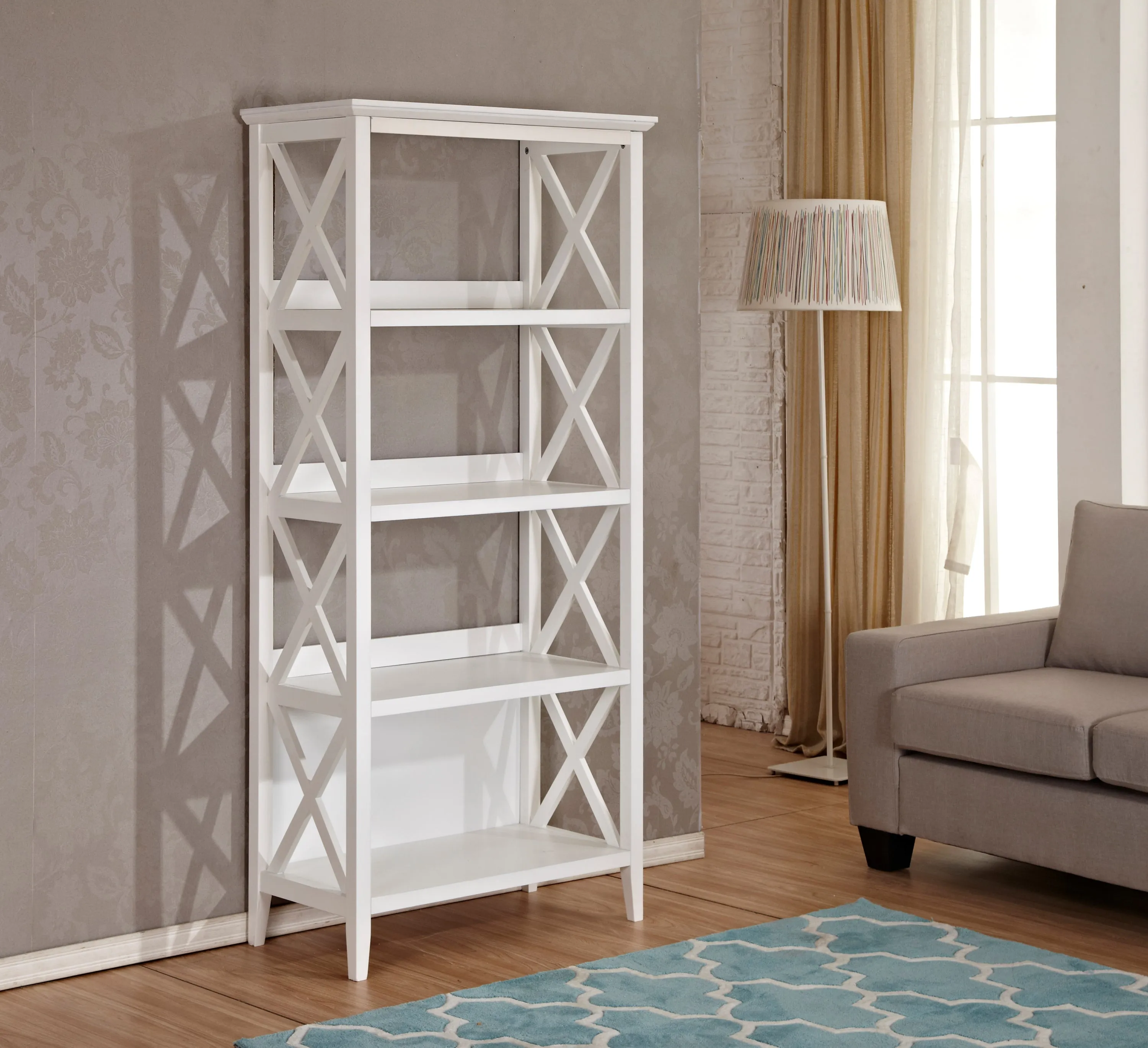 4 Tier Bookcases, 67‘’ Bookshelf with Sturdy Solid Frame, Shelves for Home and Office Organizer, White