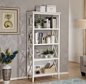 4 Tier Bookcases, 67‘’ Bookshelf with Sturdy Solid Frame, Shelves for Home and Office Organizer, White