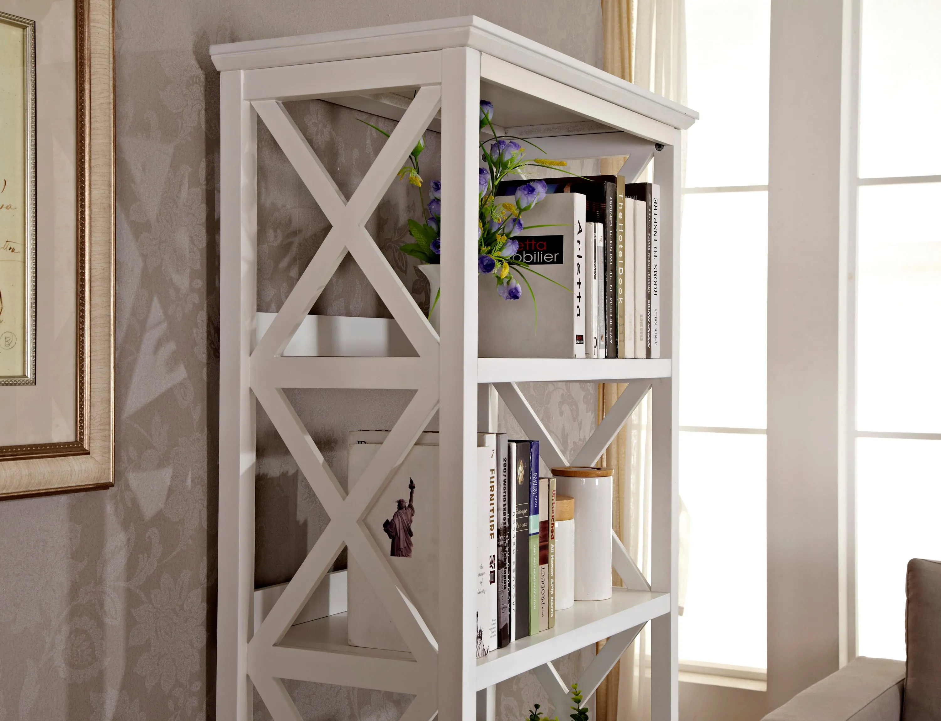 4 Tier Bookcases, 67‘’ Bookshelf with Sturdy Solid Frame, Shelves for Home and Office Organizer, White