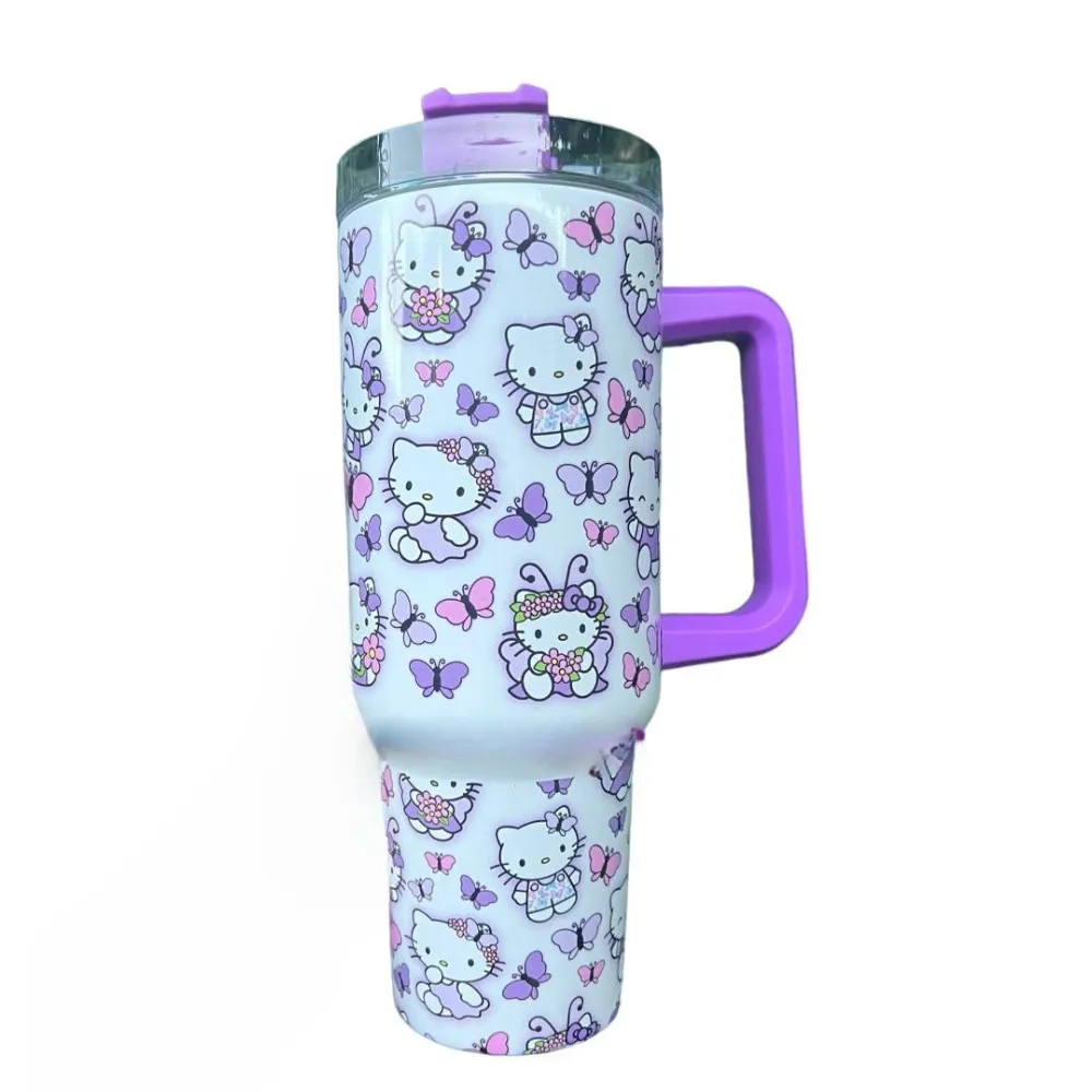 40 oz Kitty and Friends Mug Purple Travel Tumbler