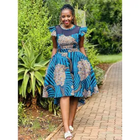 Ankara Short Ruffle Sleeve Print African Dress