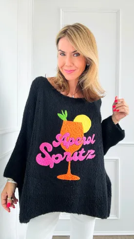 Aperol Spritz Italian Knit Sweater - Black