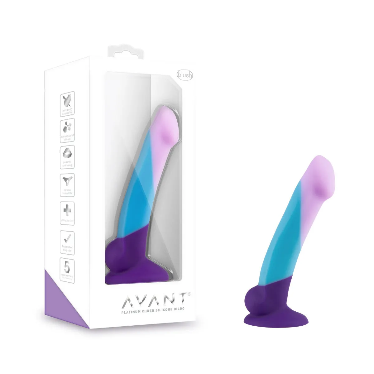 Avant By Blush® | Purple Haze D16: Artisan 7 Inch Curved G-Spot Dildo with Suction Cup Base - Elegantly Made with Smooth Ultrasilk® Purio™ Silicone