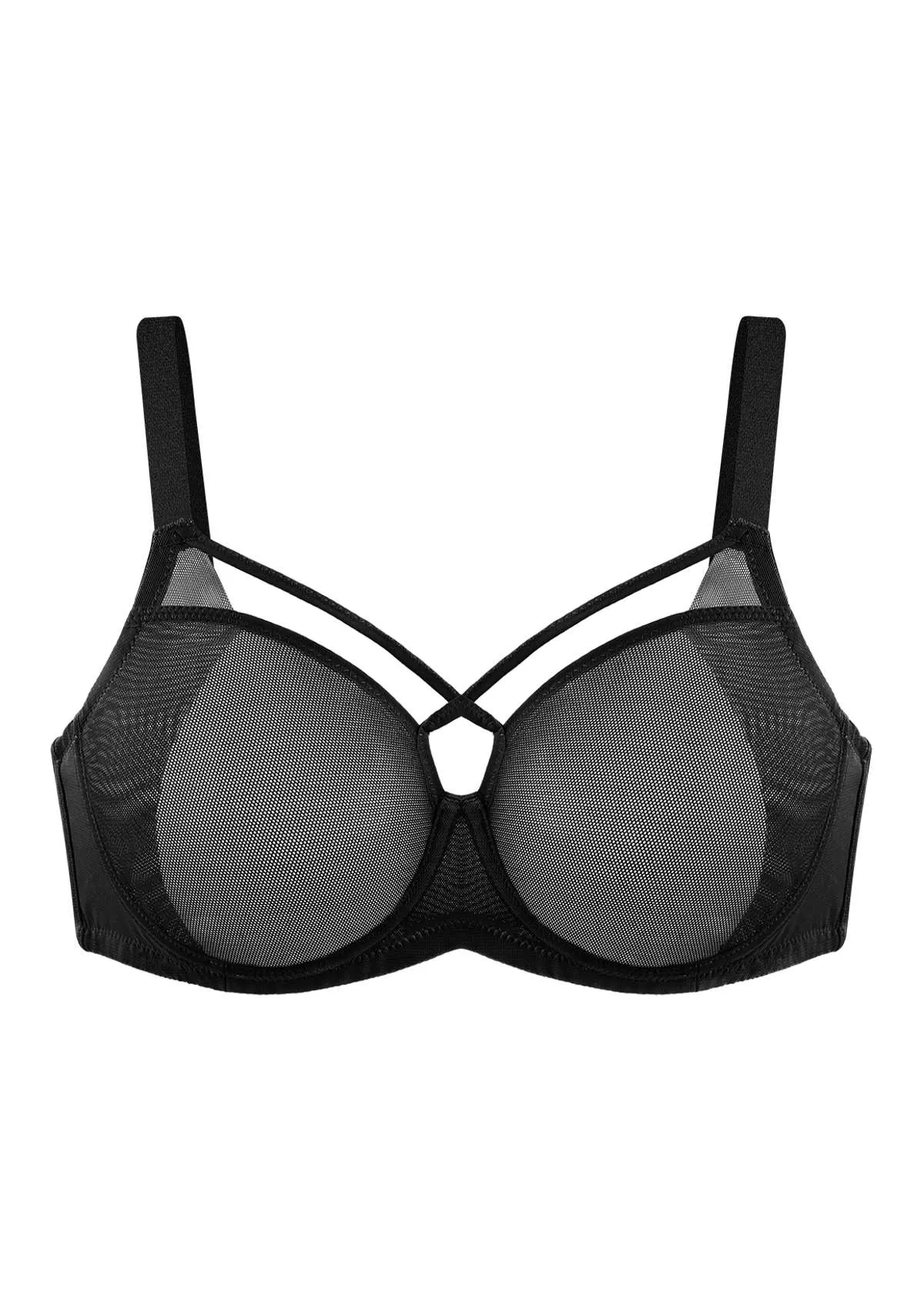 Billie Cross Front Strap Smooth Sheer Mesh Underwire Bra