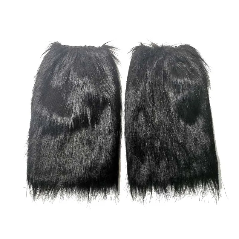 Black Faux Fur Leg Warmers