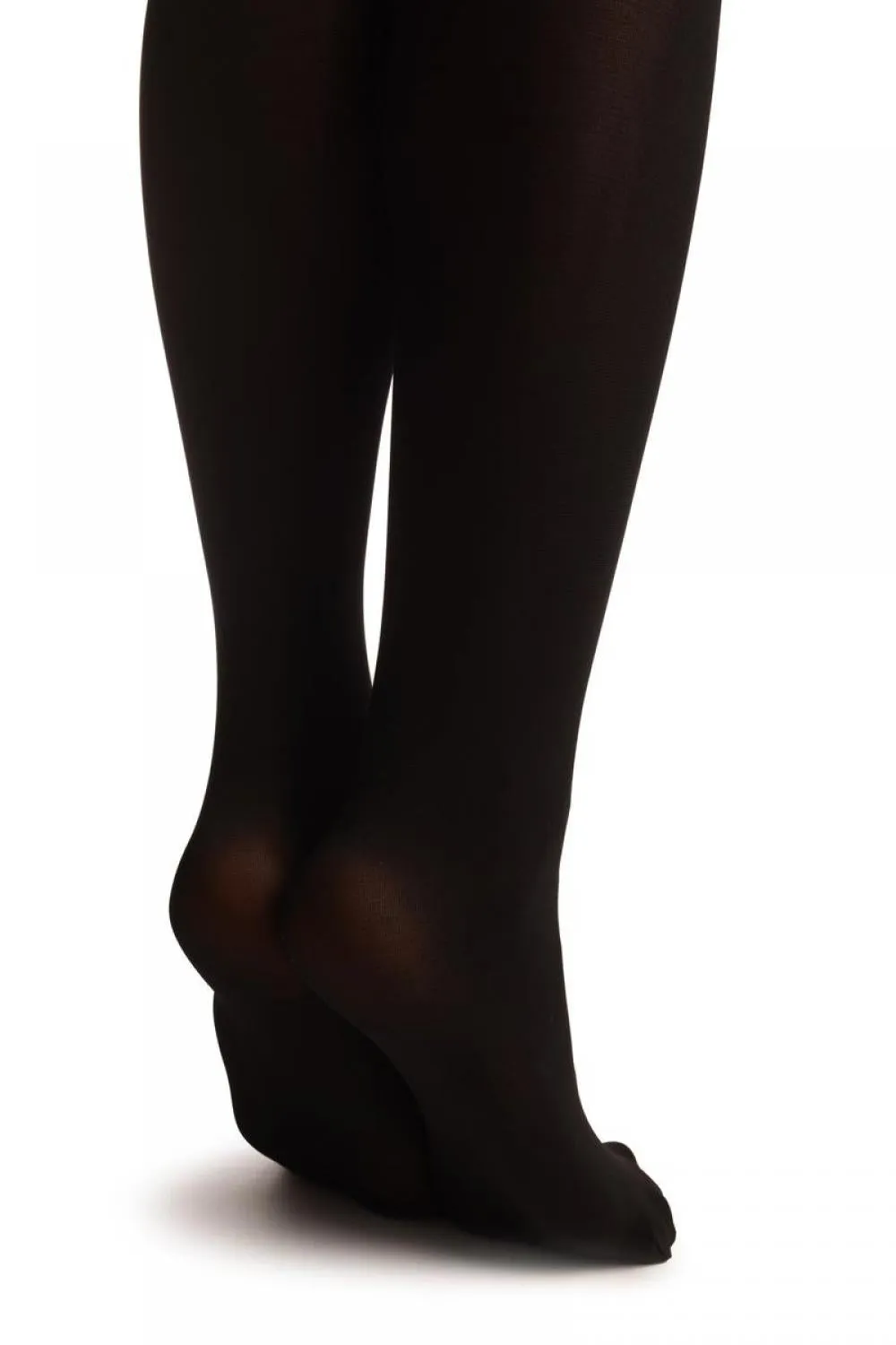 Black Faux Stockings With Printed Grey & Black Roses