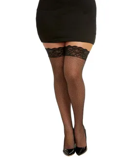 Black Fishnet Thigh High with Back Seam - Queen