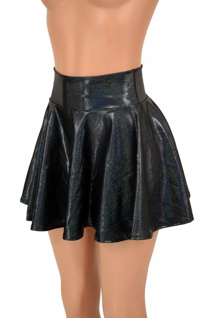 Black Holographic Mini Rave Skirt