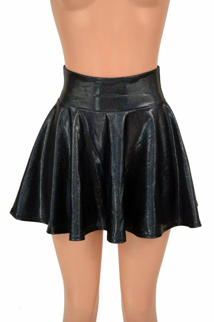 Black Holographic Mini Rave Skirt