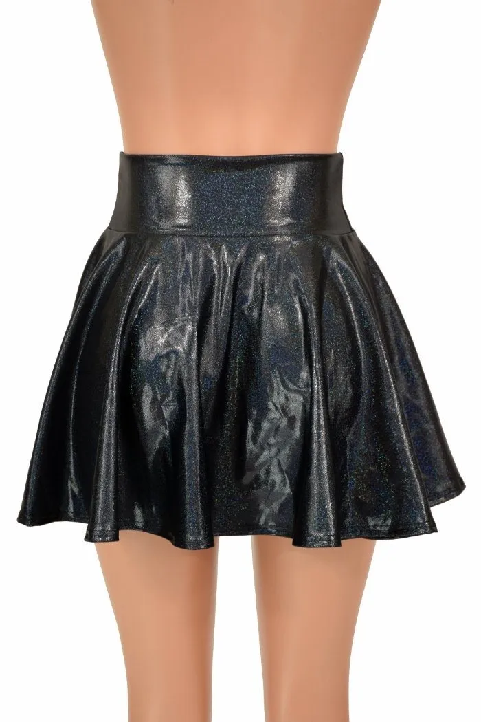 Black Holographic Mini Rave Skirt