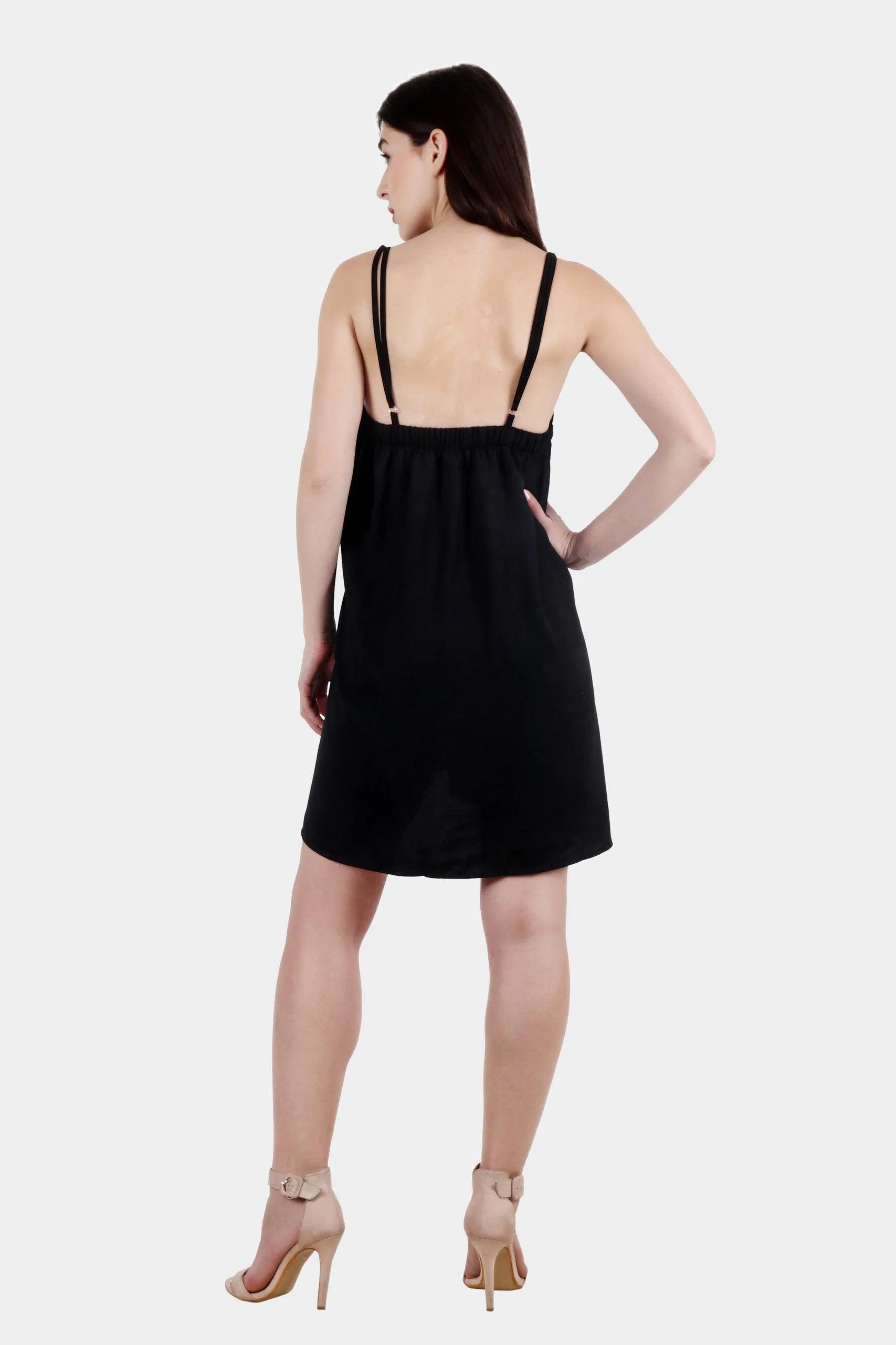 Black Solid Mutliway Wear Dress cum Skirt