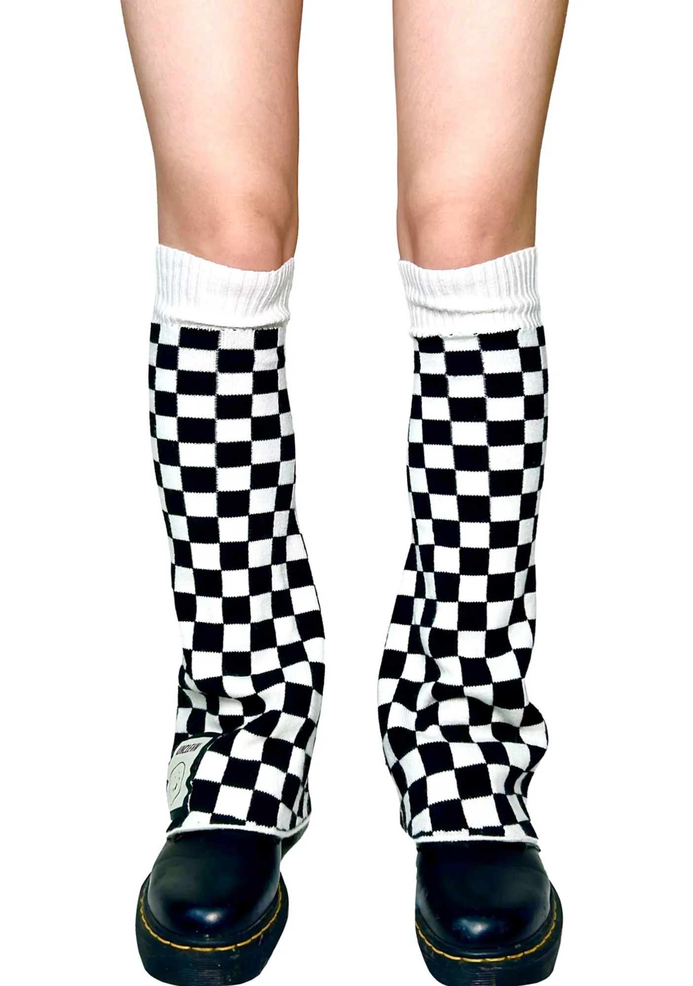 Black White Plaid Flared Leg Warmers