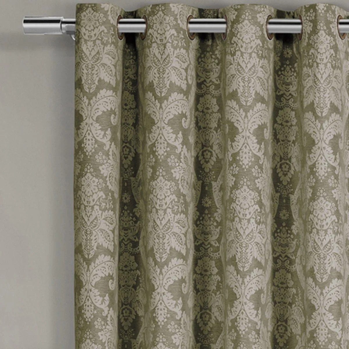 Blair Damask Floral Curtains Jacquard Drapes Grommet Top Panels (Set of 2)