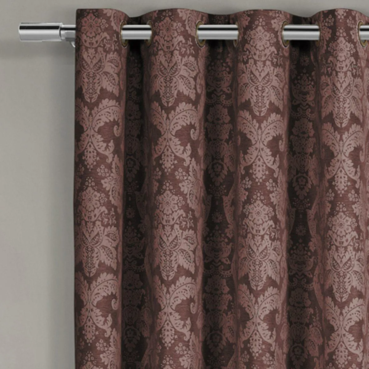 Blair Damask Floral Curtains Jacquard Drapes Grommet Top Panels (Set of 2)