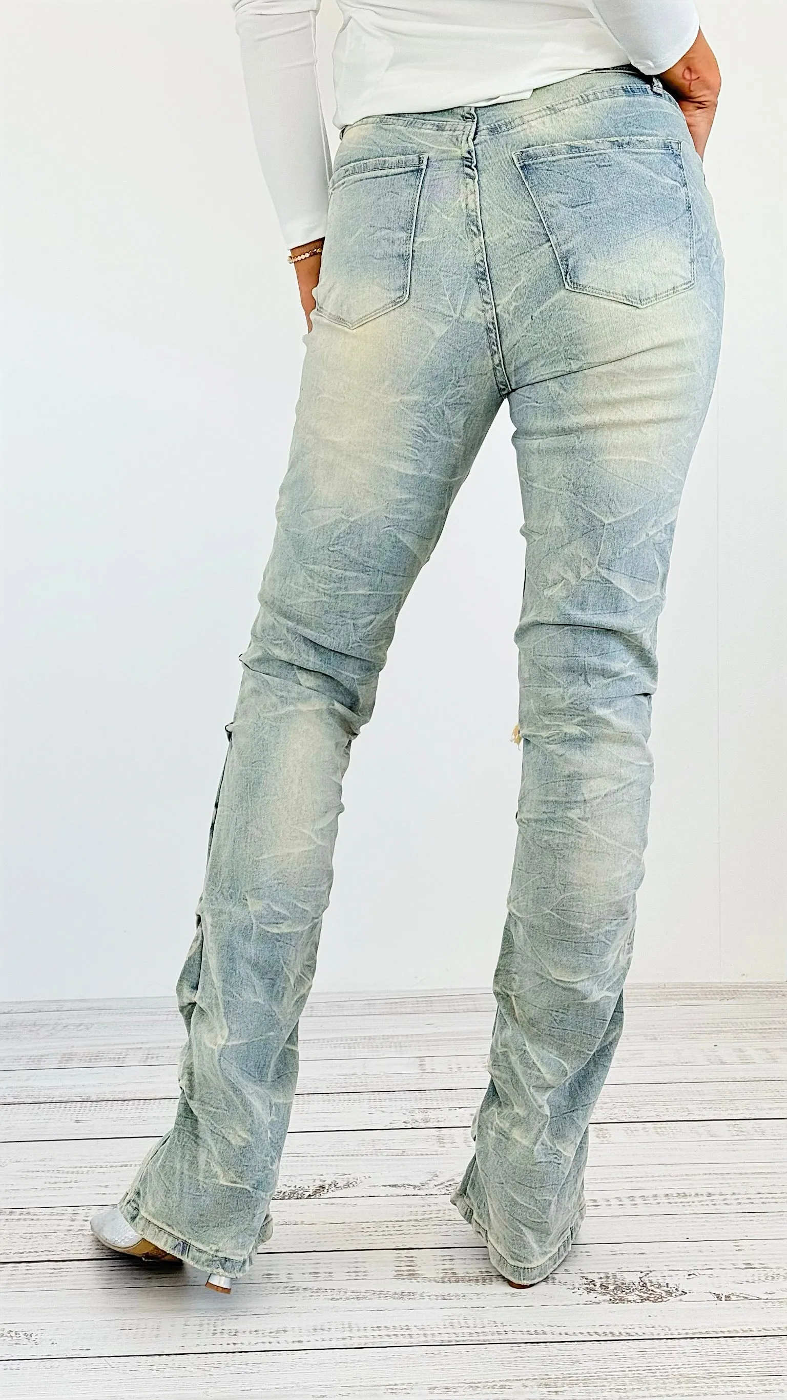 Bold in Blue Distressed Jeans