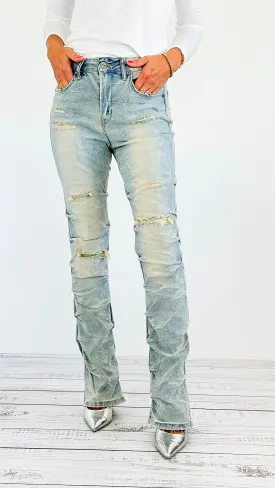 Bold in Blue Distressed Jeans