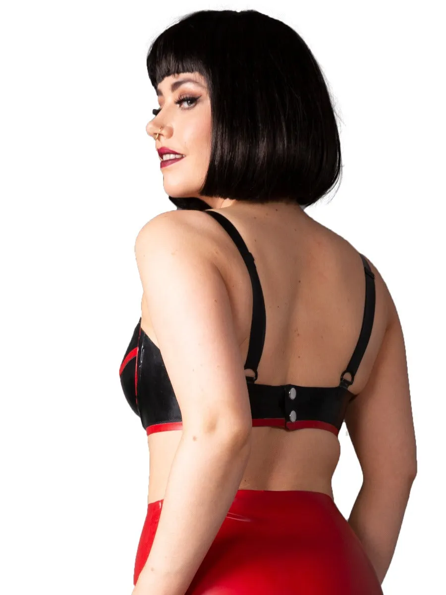 Bordello Latex Bra in Black & Red