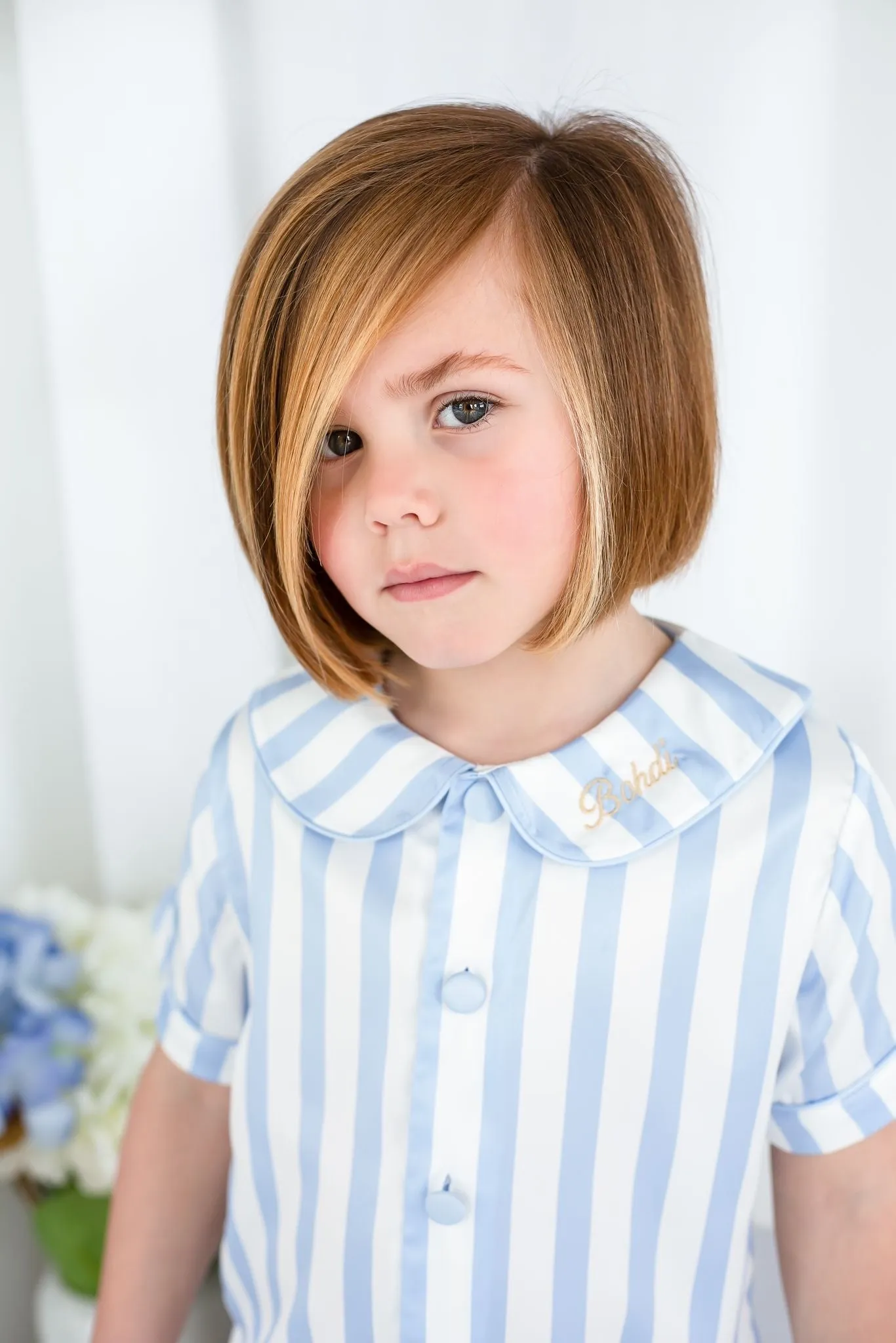 Boys Blue Stripe Pearl Short Sleeve and Leg Pyjamas