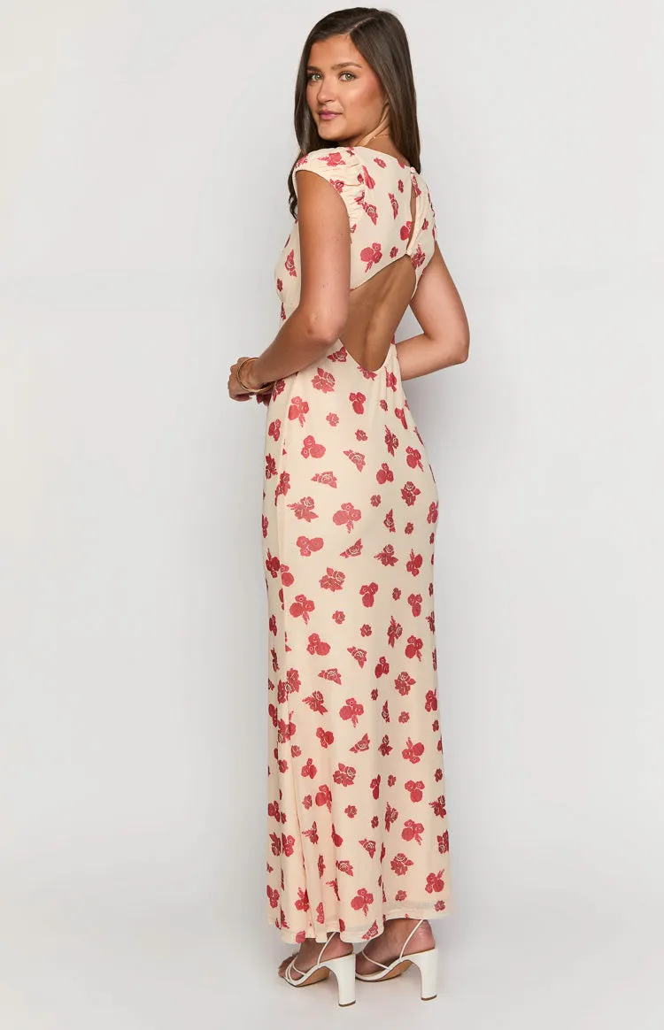 Cali Red Floral Maxi Dress