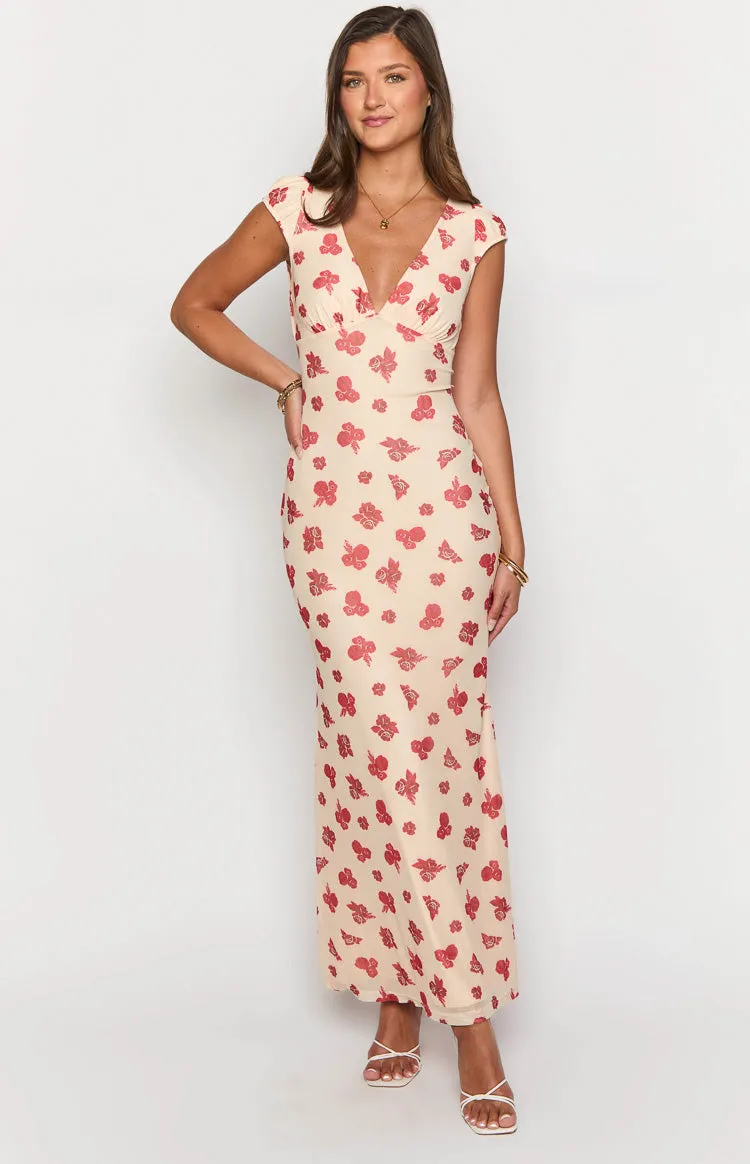 Cali Red Floral Maxi Dress