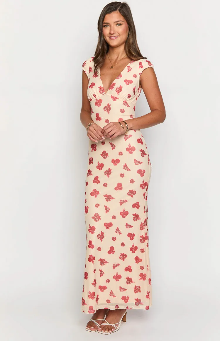 Cali Red Floral Maxi Dress