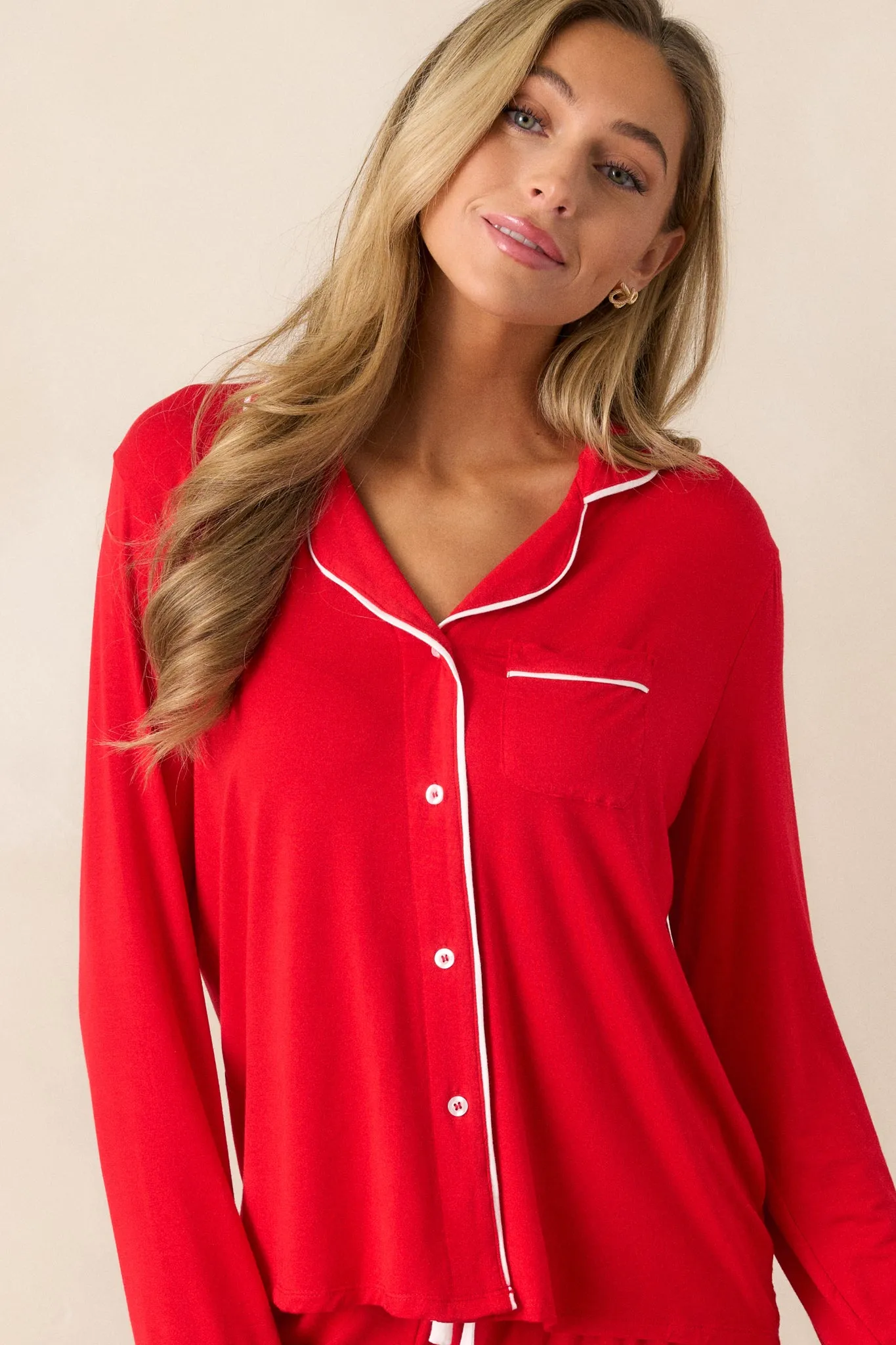 Canopy of Dreams Red Long Sleeve Pajama Top