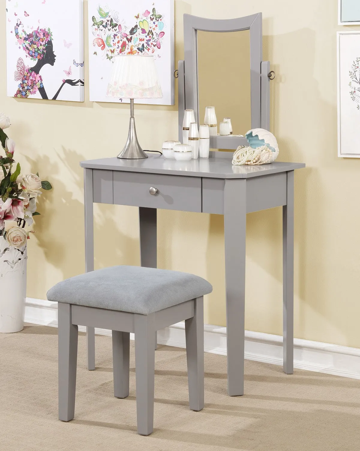 Cecilia Vanity Set in Grey