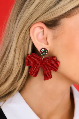 Celebrate The Season Red Beaded Earrings