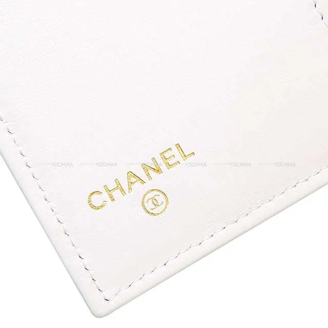 CHANEL card holder Matelasse COCO Flag Print Blanc (White)/Beige/Noir (Black) Graind Calf(Caviarskin) Champagne Gold HW AP3141[BRAND NEW][Authentic]