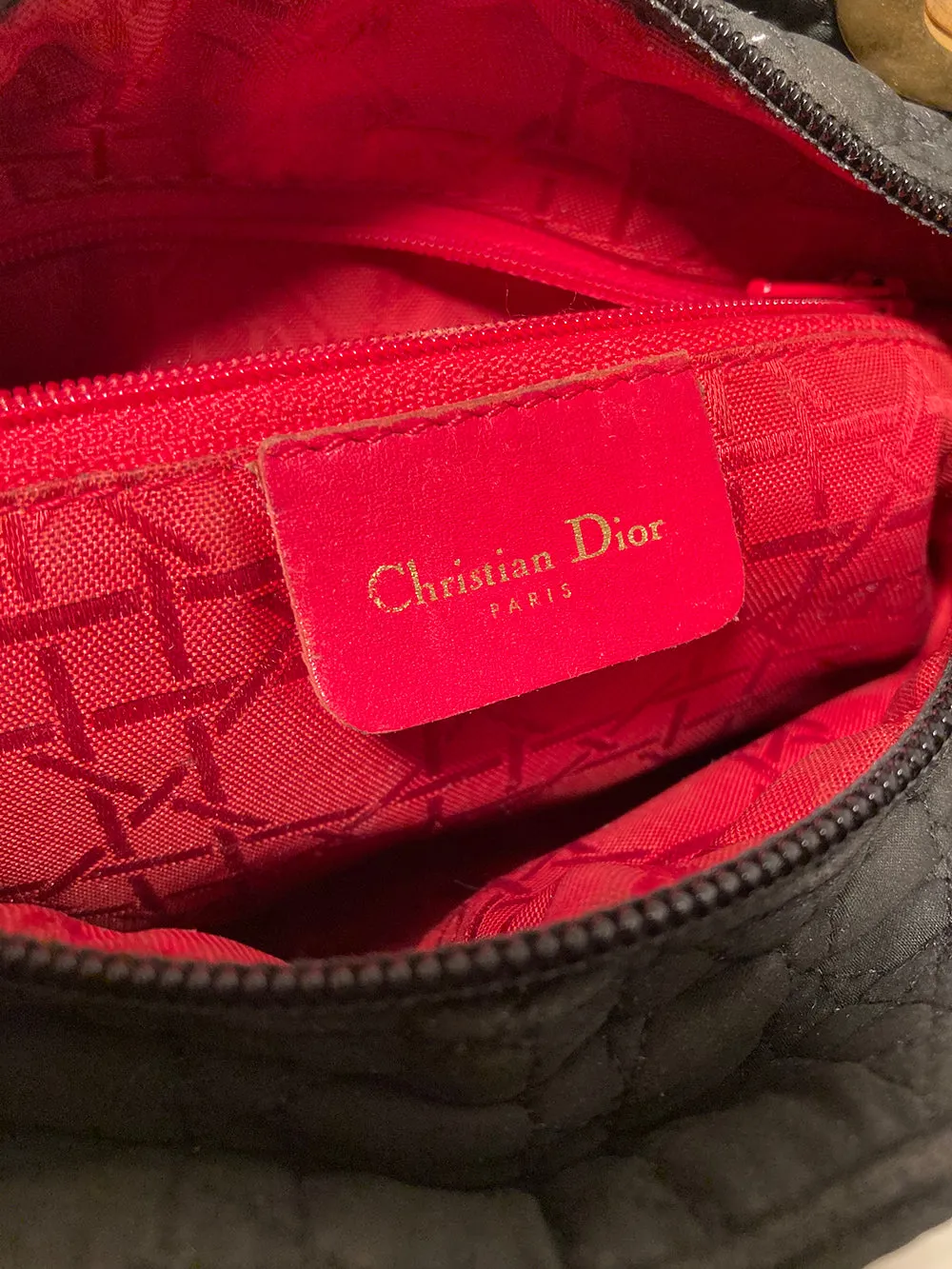 Christian Dior Black Nylon Medium Lady Di Bag