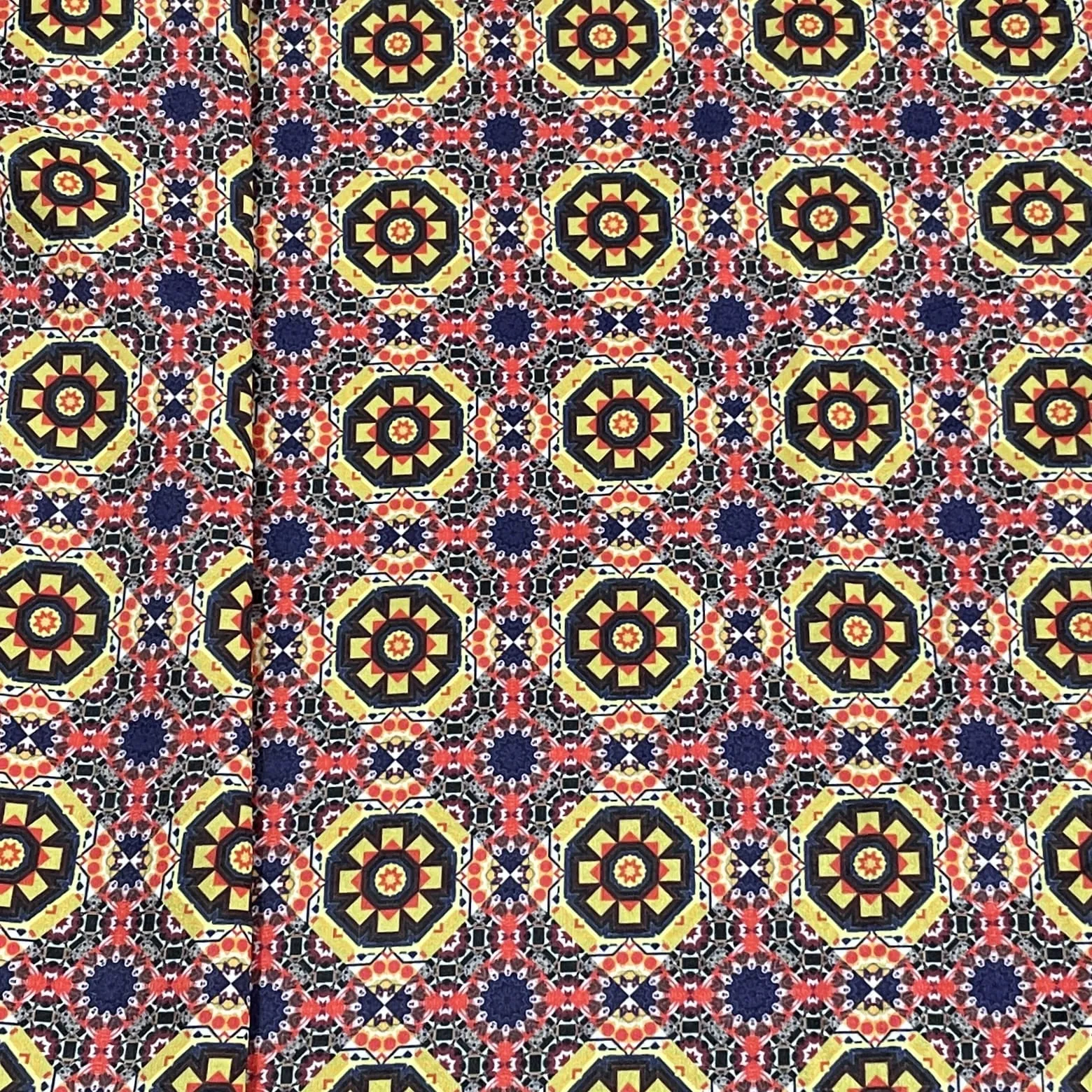 Classic Blue Ajrakh Print Velvet Fabric