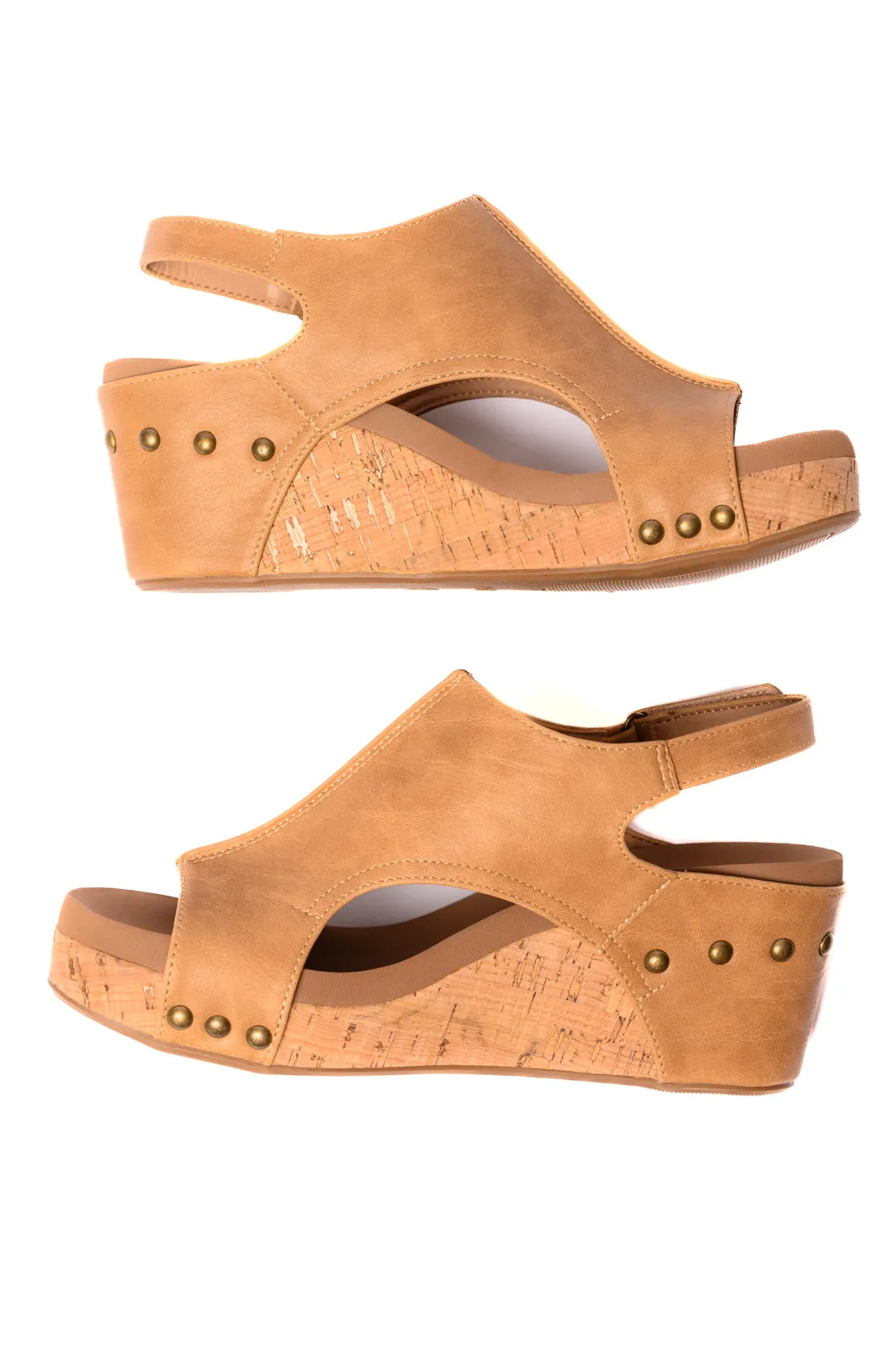 Corkys Footwear - Carley Wedge Sandals in Caramel Smooth