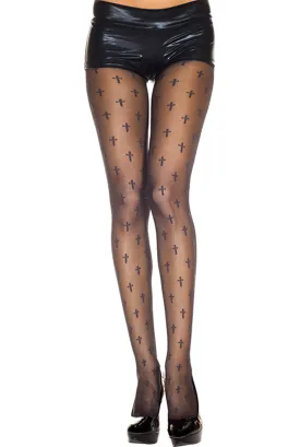 Cross prints spandex pantyhose