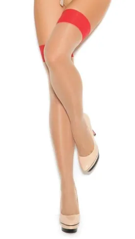 Cuban Red Backseam Foot Thigh High Stockings