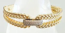 CZ Braided Hinged Bangle Bracelet