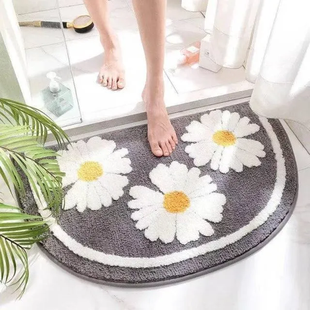 Elegant Blossom-Printed Anti-Slip Bath Mat