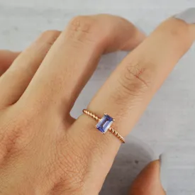 Emerald cut twirling band Ring (Tanzanite) - 14K/ 18K Gold