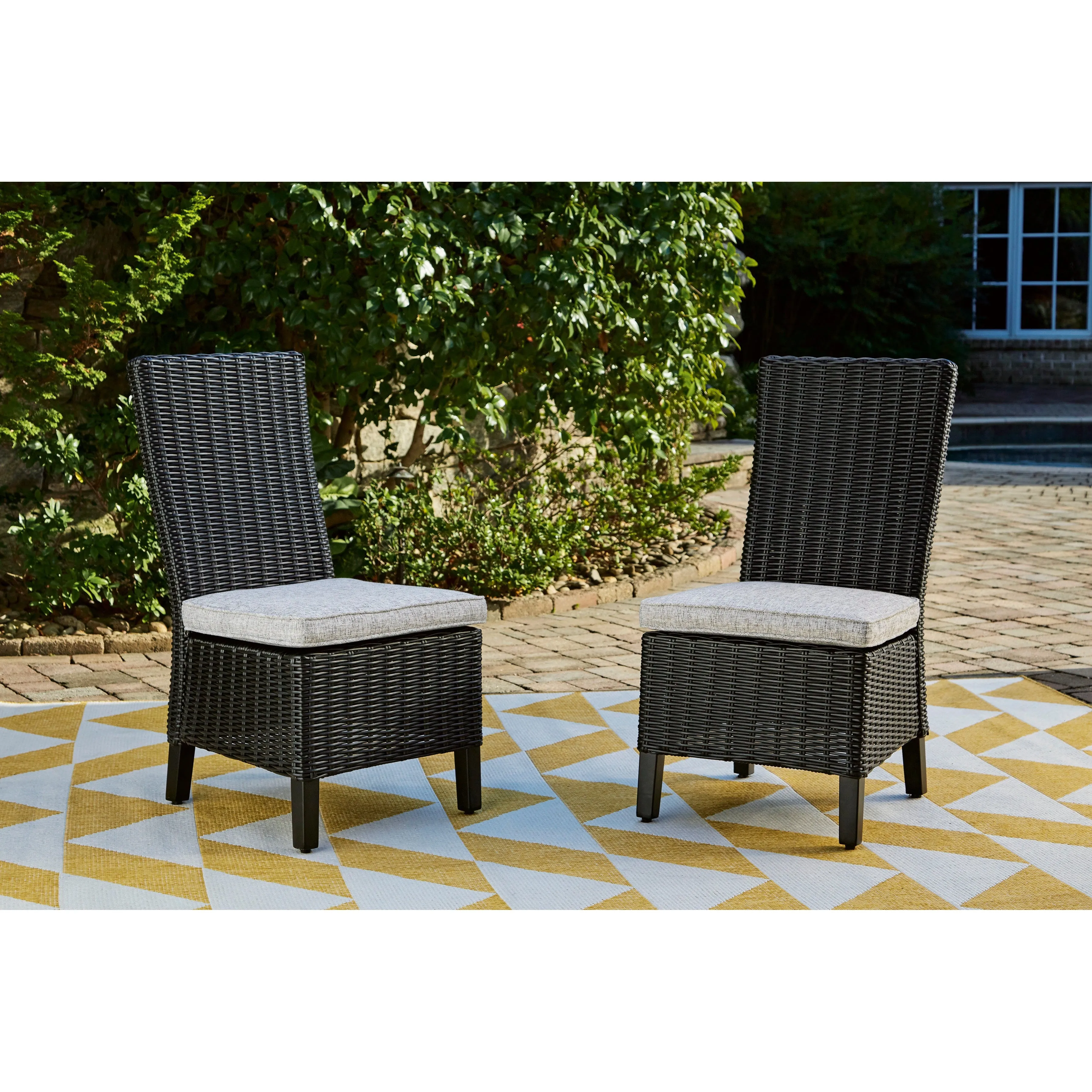 Fire Island Black Outdoor Side Chair with Cushion - NEW