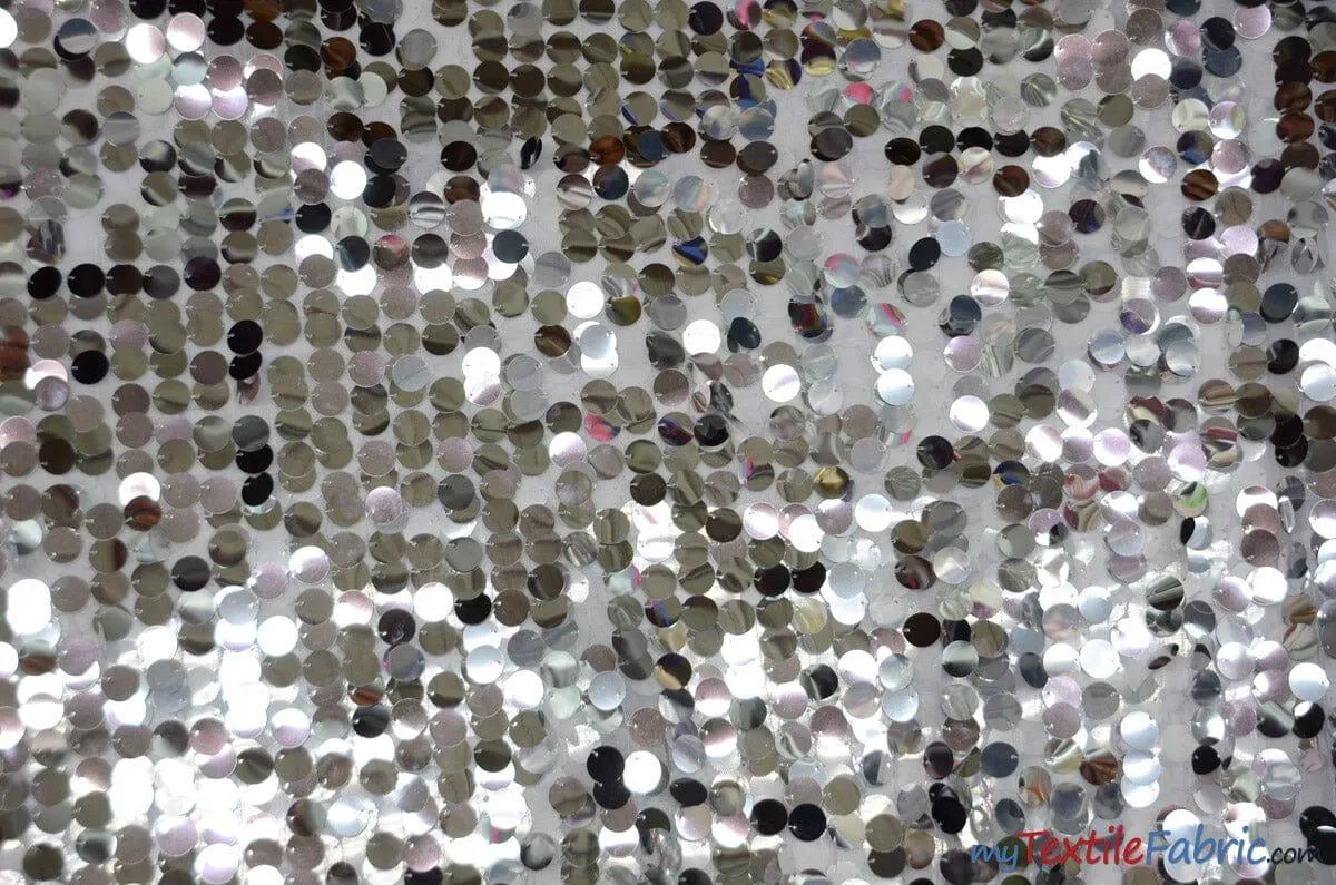 Fish Scale Paillette Sequins Fabric | 9mm Sequins Fabric | 52" Wide | Multiple Colors |