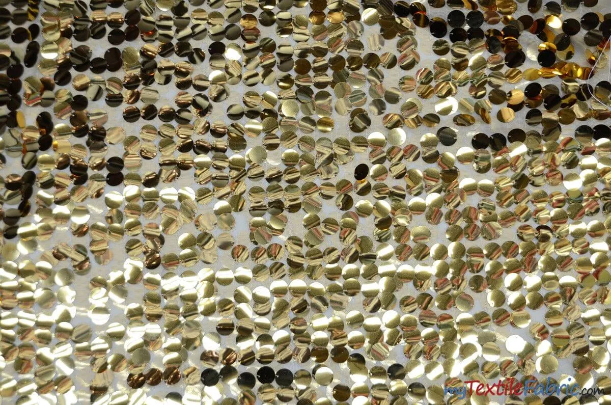 Fish Scale Paillette Sequins Fabric | 9mm Sequins Fabric | 52" Wide | Multiple Colors |