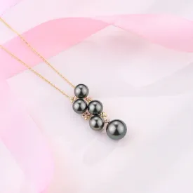 Five-Drop Black Tahitian Pearl Pendant 18K Pure Gold