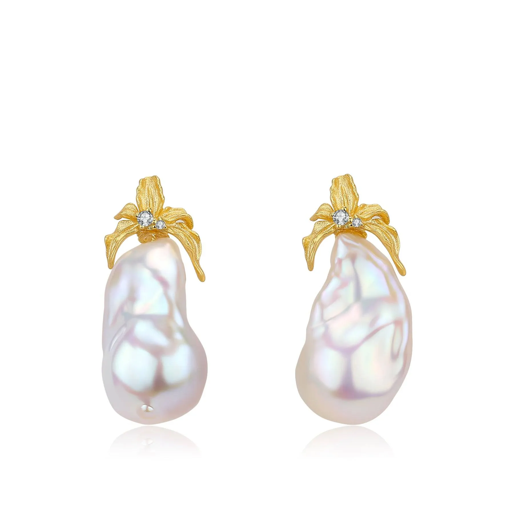 Floral Baroque Pearl Earrings