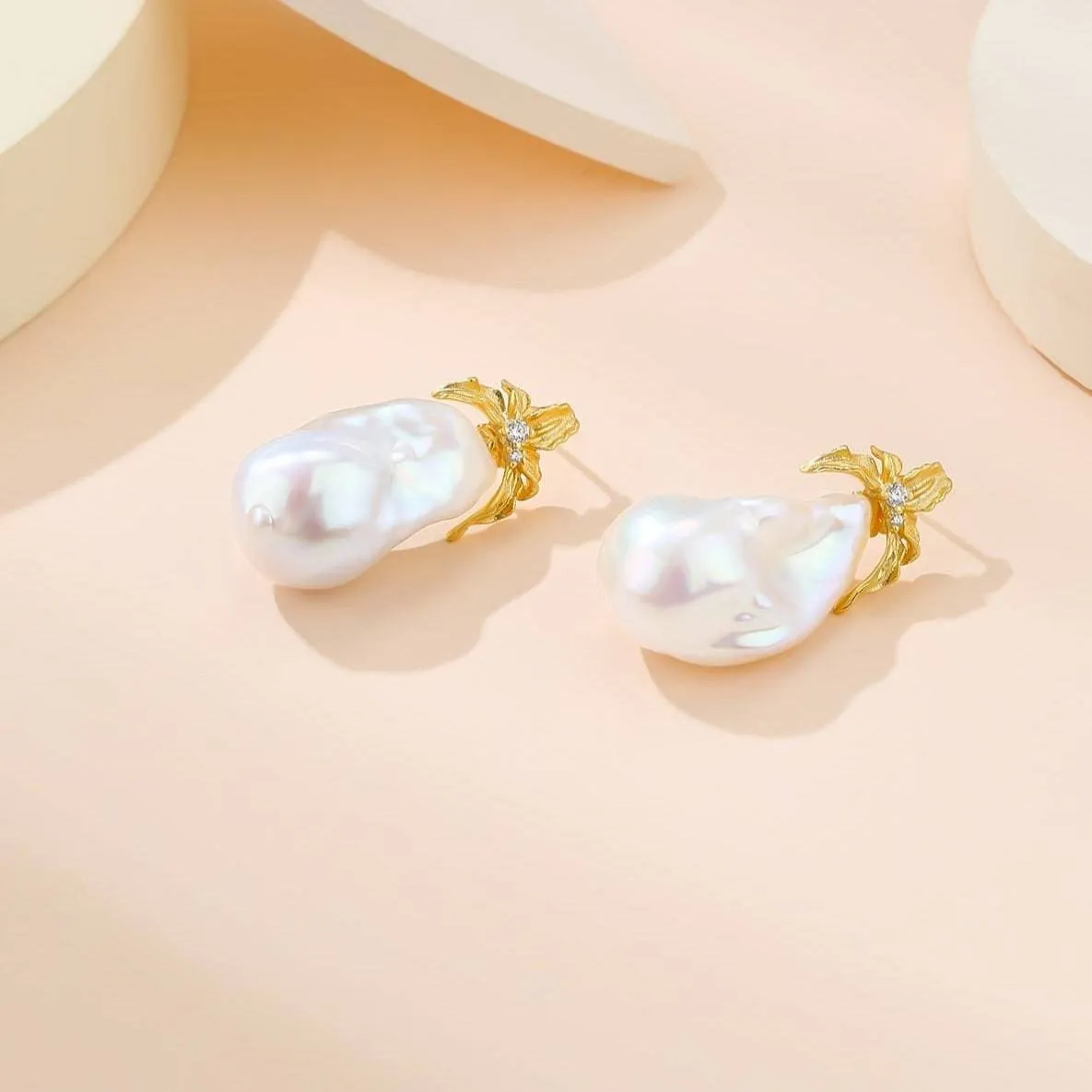 Floral Baroque Pearl Earrings